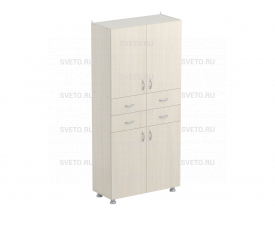 Шкаф для учебных пособий (верхняя и нижняя часть с дверками, между ними 4 выдвижных ящика)